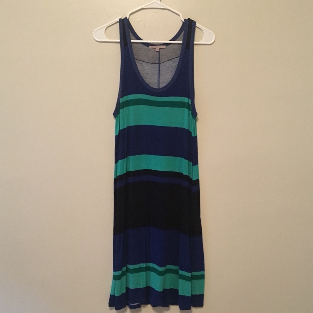 Blue color block tank dress